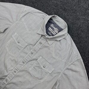 Wrangler 20X Competition Western Shirt Mens Medium Grey Blue Snap Geometric